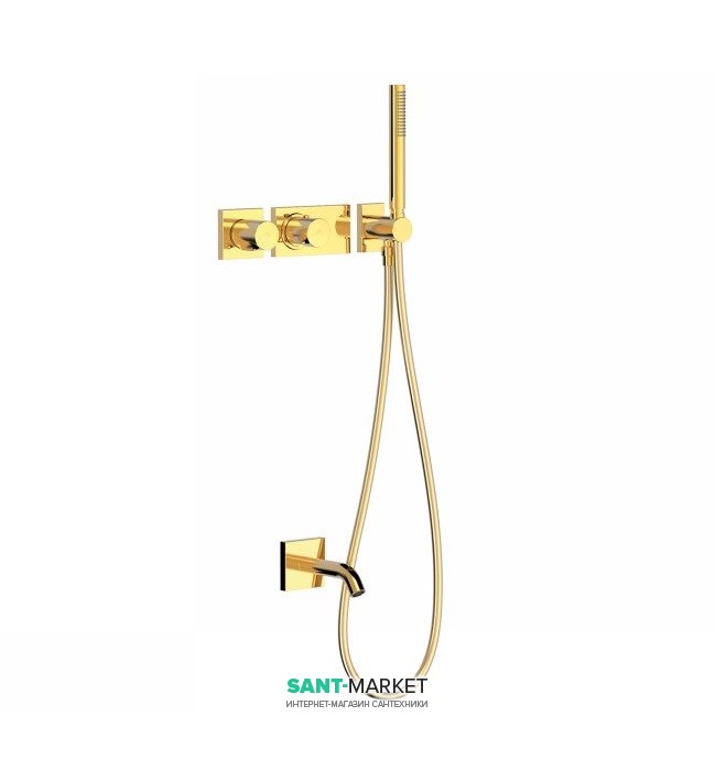 Термостат для ванны Tres Block System colors с ручным душем золото 20735208OR
