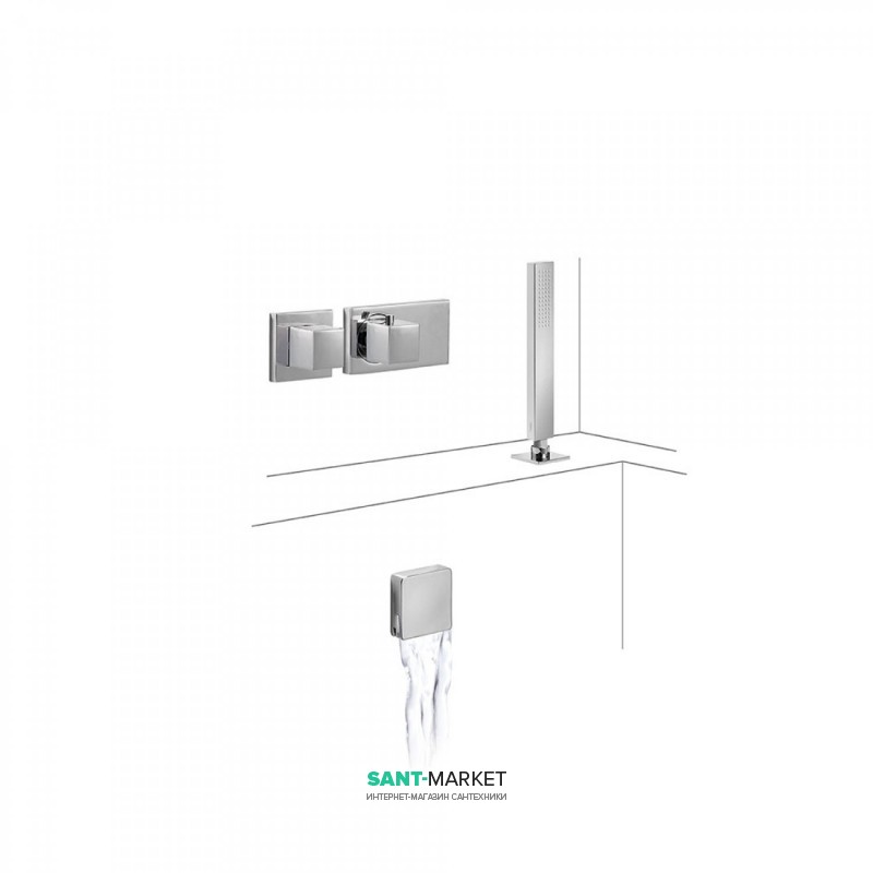 Термостат для ванни Tres Block System з ручним душем і наповнювальним клапаном хром 20725207