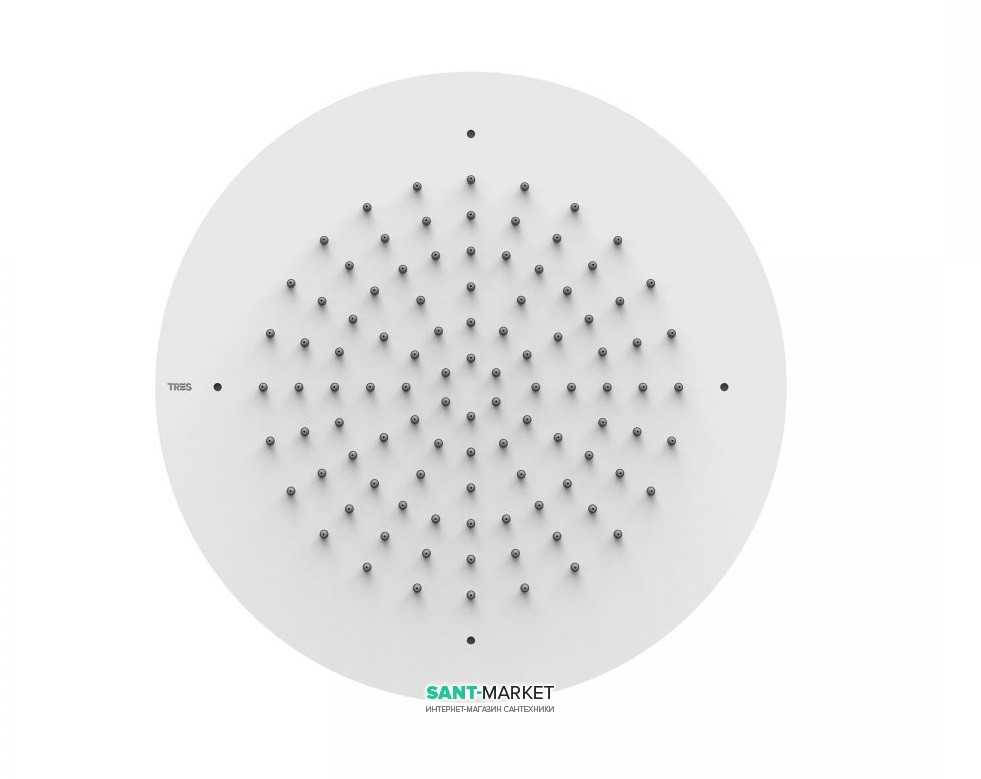 Верхний душ Tres Inox Ø 380 мм 1 тип струи белый матовый 134940BM
