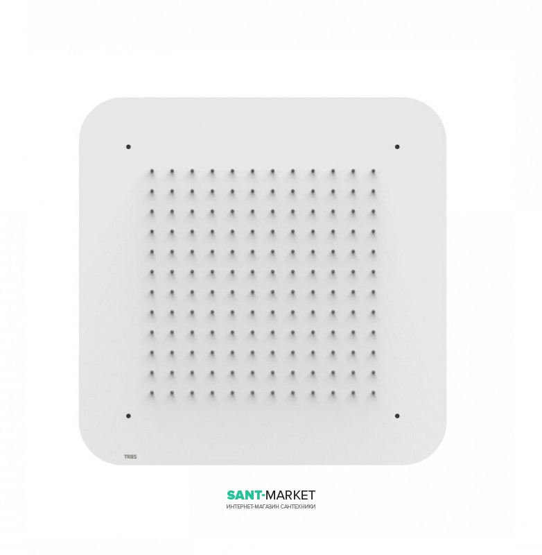Верхній душ Tres Inox 420х420 мм 1 тип струменя білий матовий 29951607BM