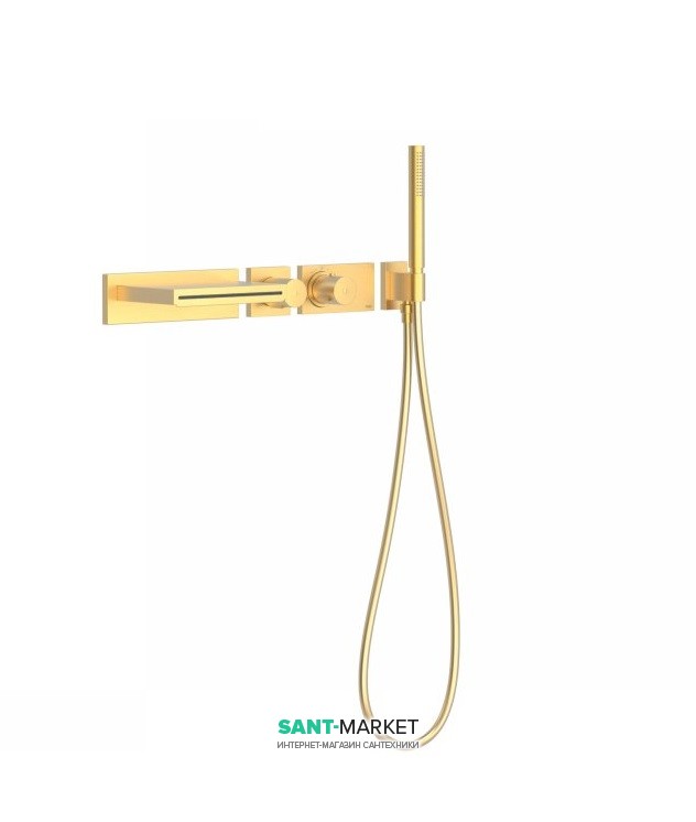 Термостат для ванни Tres Block System colors з ручним душем матове золото 20739201OM