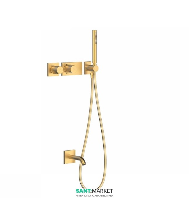 Термостат для ванни Tres Block System colors з ручним душем матове золото 20735208OM