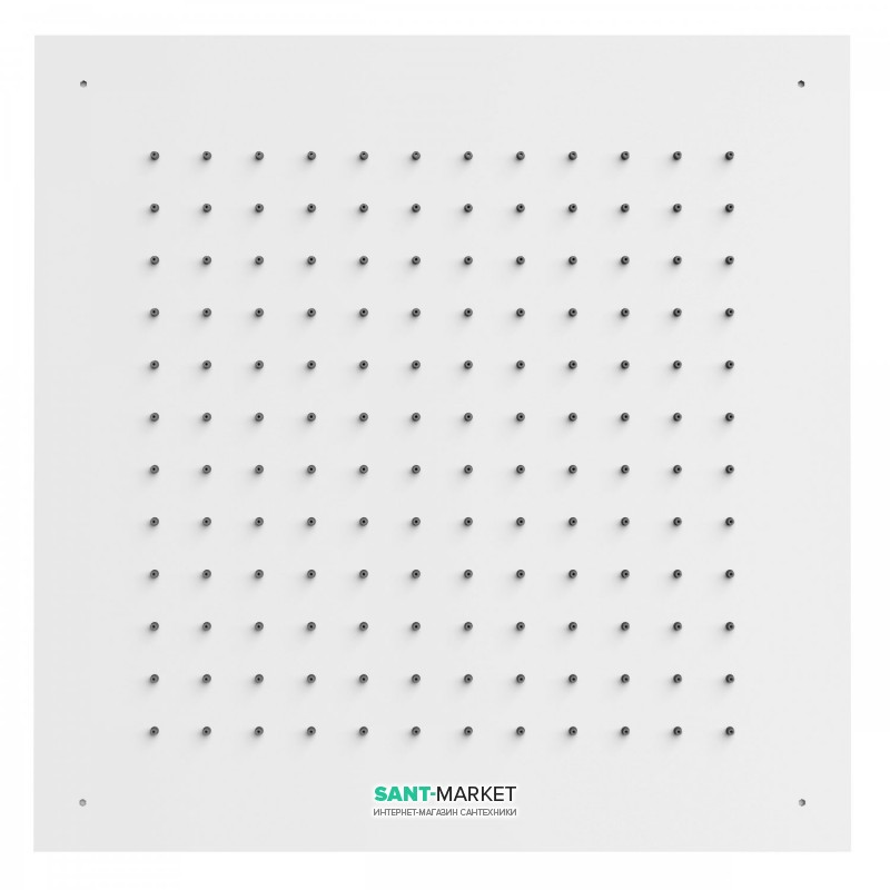 Верхній душ Tres Inox 500х500 мм 1 тип струменя білий матовий 134951BM