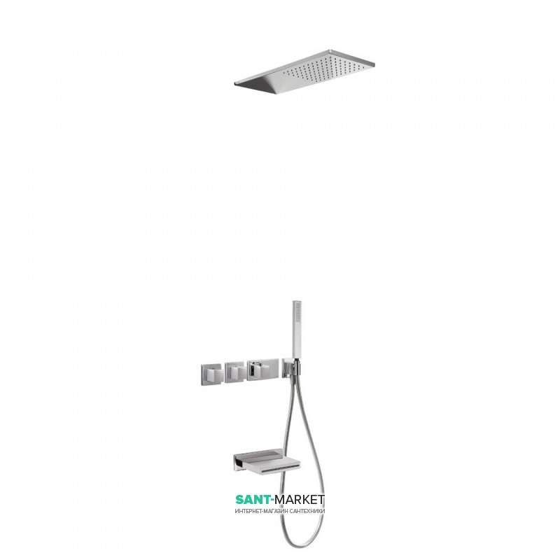 Душевая система Tres Block System термостатическая с верхним и ручным душем хром 20725305