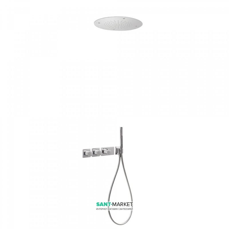Душевая система Tres Block System термостатическая с верхним и ручным душем хром 20735310