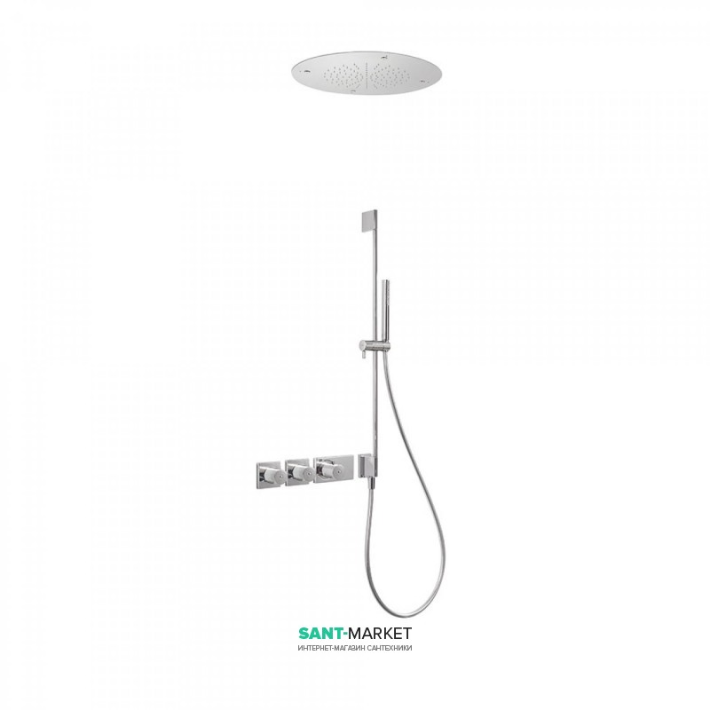 Душевая система Tres Block System термостатическая с верхним и ручным душем хром 20735311