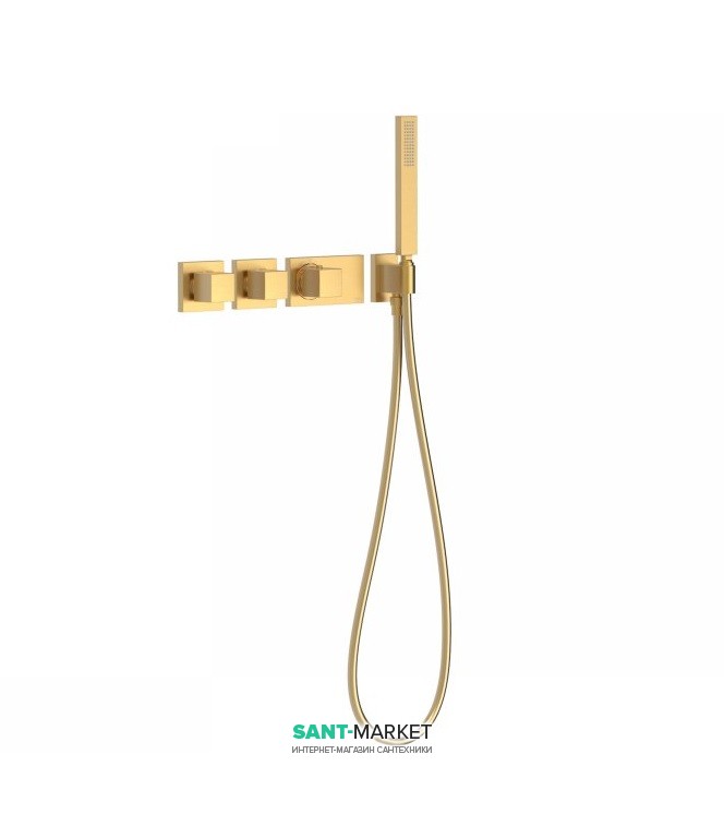 Термостат для душа Tres Block System colors с ручным душем 3 потребителя матовое золото 20725391OM