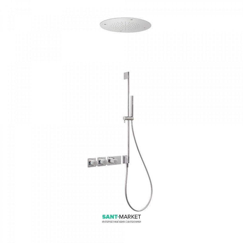 Душевая система Tres Block System термостатическая с верхним и ручным душем хром 20735311