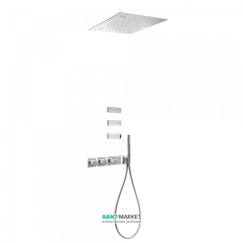 Душова система Tres Block System термостатична з верхнім і ручним душем хромотерапія 20735304