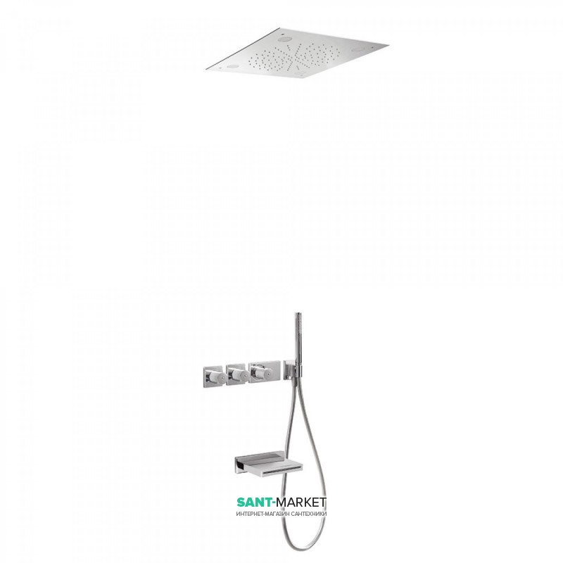 Душевая система Tres Block System термостатическая с верхним и ручным душем хромотерапия 20735307