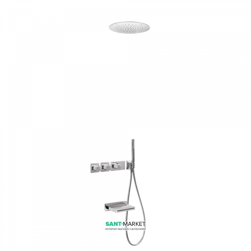 Душевая система Tres Block System термостатическая с верхним и ручным душем хром 20735306