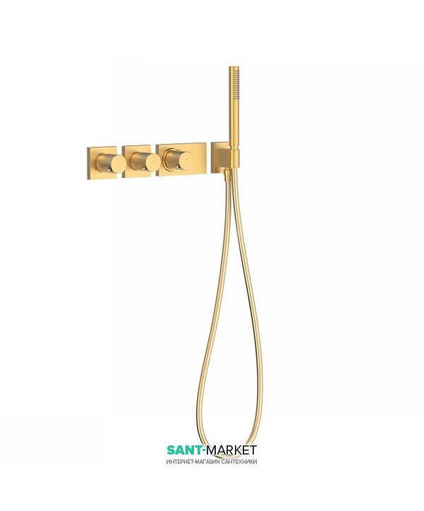Термостат для душу Tres Block System colors 4 споживача матове золото 20735491OM
