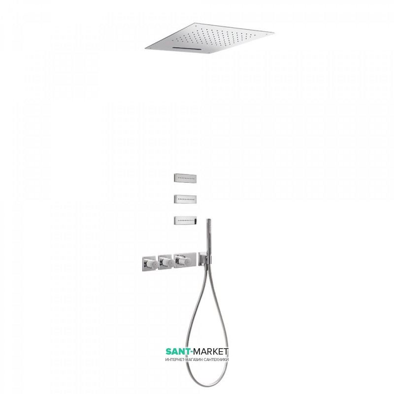 Душова система Tres Block System термостатична з верхнім і ручним душем хром 20735402