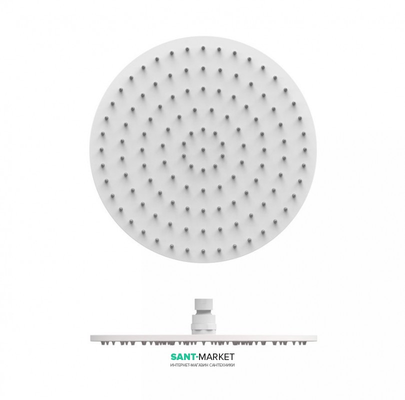 Верхний душ Tres Ø 300 мм с шарниром белый матовый 13413730BM