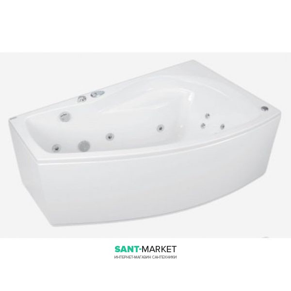 Ванна гидромассажная акриловая PoolSpa Nicole 160х80 R правая система Smart 1 белый PHAOF10ST1C0000