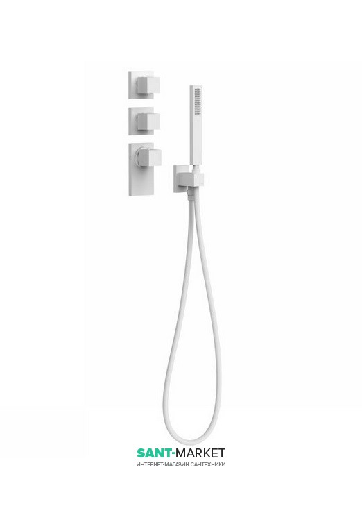 Термостат для душа Tres Block System colors 3 потребителя белый матовый 20625391BM