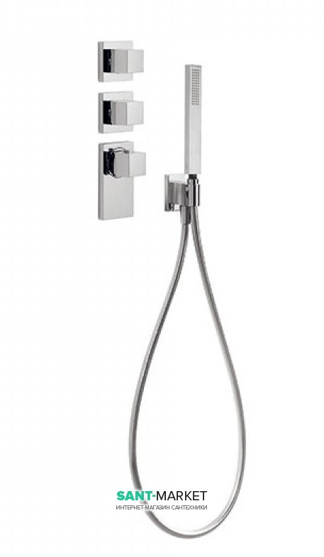 Термостат для душа Tres Block System с ручным душем 3 потребителя хром 20625391