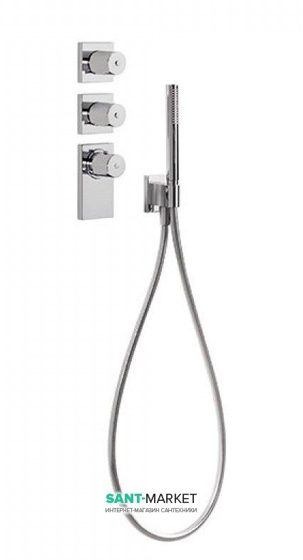 Термостат для душа Tres Block System с ручным душем 3 потребителя хром 20635391