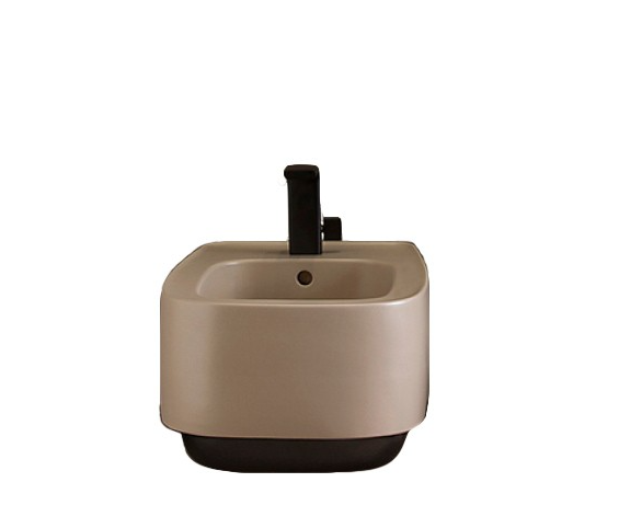 Биде Flaminia Flag подвесное с отверстием под смеситель с переливом молочно-белый/графит матовый FG218 STRIPES Latte + Grafite