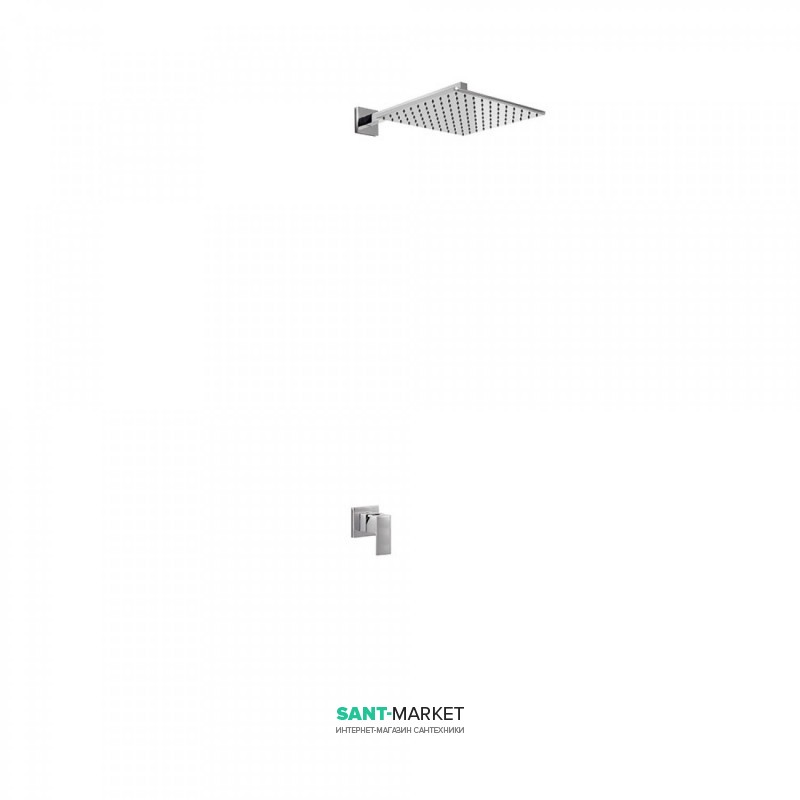Душевая система скрытого монтажа Tres Cuadro Tres с однорычажным смесителем хром 106377