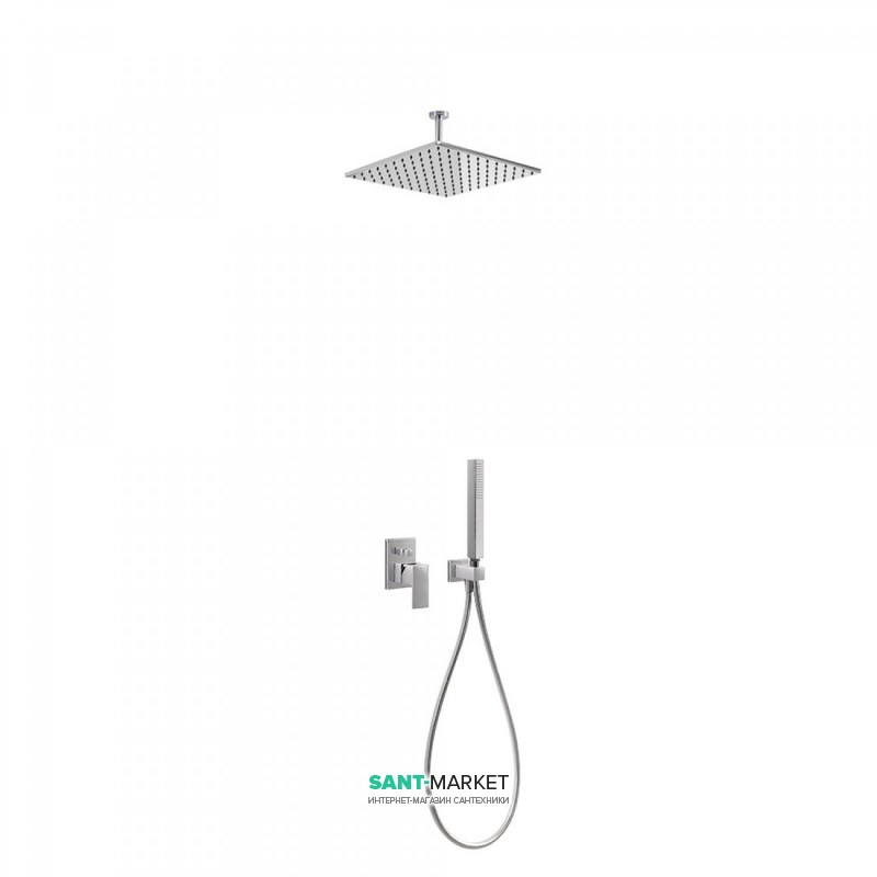Душевая система скрытого монтажа Tres Cuadro Tres с однорычажным смесителем хром 00618080