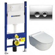 Унитаз Flaminia AP118 с сидением Soft close + инсталляция Geberit Duofix + клавиша смыва Geberit Delta AP118 + QKCW05 + 458.126.00.1 + 115.125.21.1