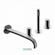 Смеситель для ванной Bonomi Arco двухвентильный с ручным душем монтаж на борт ванны с настенным изливом хром 112315