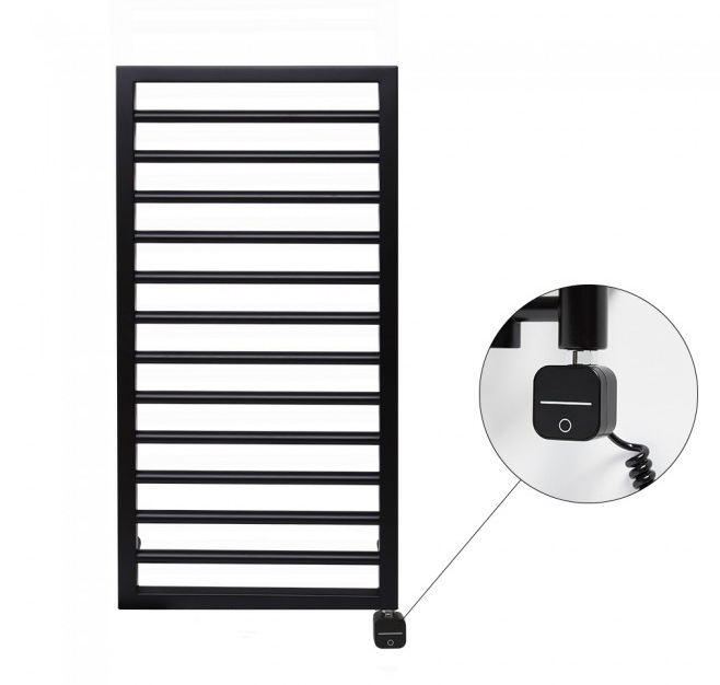 Полотенцесушитель электрический Zehnder Subway Inox с тэном Nex с проводом черный матовый SUBI-100-045-9005-NEX-SC