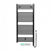 Полотенцесушитель электрический Zehnder Virando с тэном HOTS с проводом черный матовый AB-120-050-9017-HOTS-SC