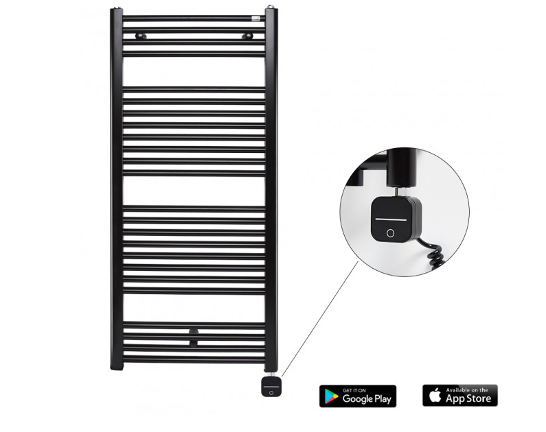 Полотенцесушитель электрический Zehnder Virando с тэном NEX с проводом черный матовый AB-120-050-9017-NEX-SC