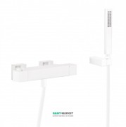  	Термостат для ванной Tres Slim colors с каскадным изливом и ручным душем белый матовый 20217409BM