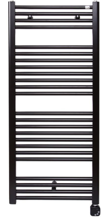 Полотенцесушитель електричний Zehnder Virando з теном HEC з проводом чорний матовий AB-120-050-9017-HEC-SC