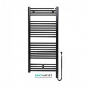 Полотенцесушитель электрический Zehnder Virando с тэном HOTS с проводом черный матовый AB-120-050-9017-HOTS-SC