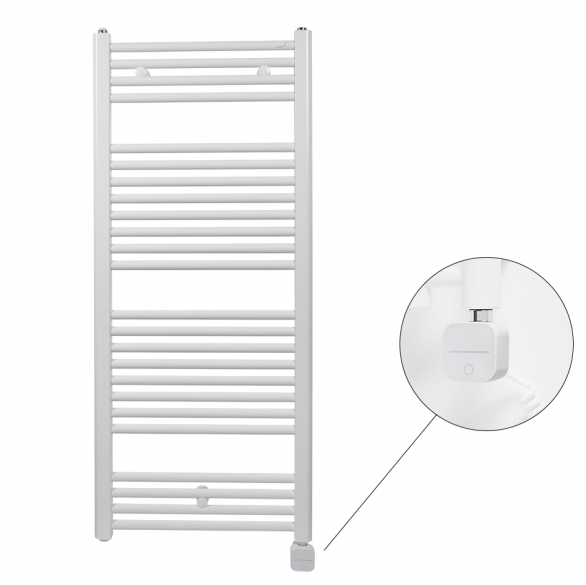 Полотенцесушитель електричний Zehnder Virando з теном NEX з проводом білий AB-120-050-9016-NEX-SC