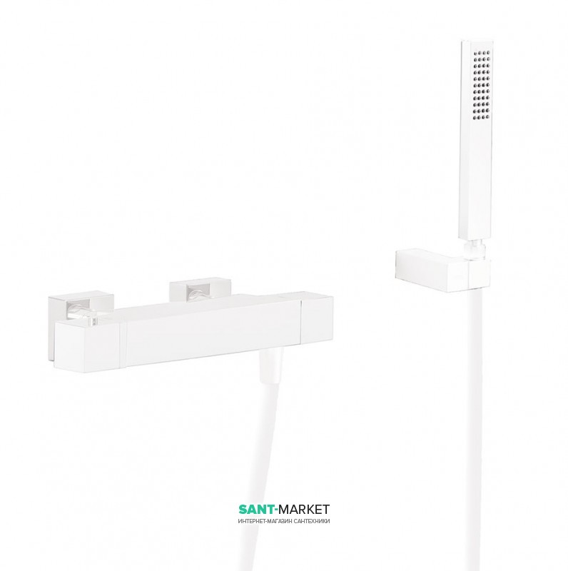 Термостат для душа Tres Slim colors с ручным душем белый матовый 20216409BM