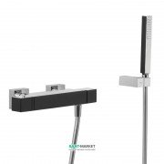 Термостат для душа Tres Slim colors с ручным душем черный/хром 20216409NE