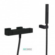  	Термостат для ванной Tres Slim colors с каскадным изливом и ручным душем черный матовый 20217409NM