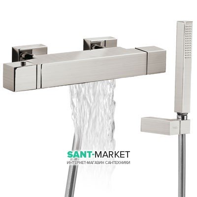 Термостат для ванной Tres Slim colors с каскадным изливом и ручным душем сталь 20217409AC