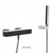 Термостат для ванной Tres Slim colors с каскадным изливом и ручным душем черный/хром 20217409NE