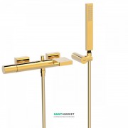 Смеситель для ванной Tres Project colors с каскадным изливом и ручным душем однорычажный золото 21117001OR