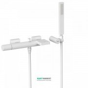 Смеситель для ванной Tres Project colors с каскадным изливом и ручным душем однорычажный белый матовый 21117001BM