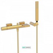 Смеситель для ванной Tres Project colors с каскадным изливом и ручным душем однорычажный золото матовый 21117001OM