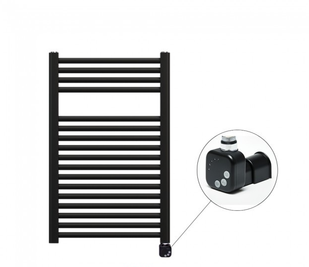 Полотенцесушитель электрический Zehnder Virando с тэном HEC скрытого монтажа черный матовый AB-080-050-9017-HEC-HID