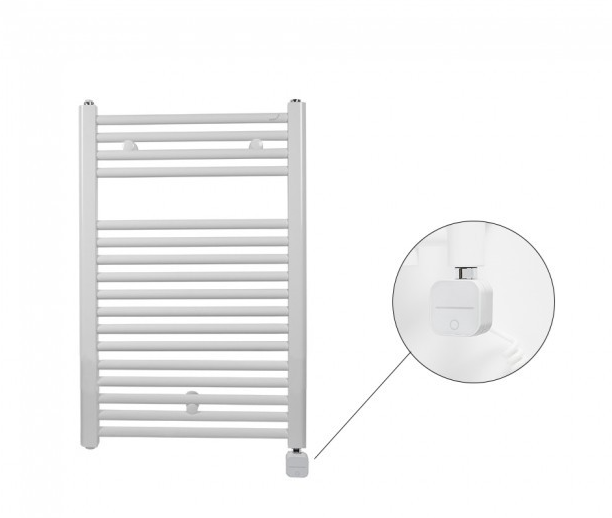 Полотенцесушитель электрический Zehnder Virando с тэном NEX с проводом белый AB-080-050-9016-NEX-SC