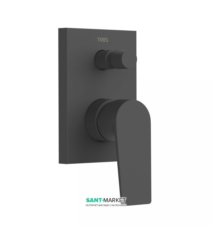 Змішувач для душу Tres Project colors одноважільний вбудований на 2 споживача чорний матовий 21118001NM