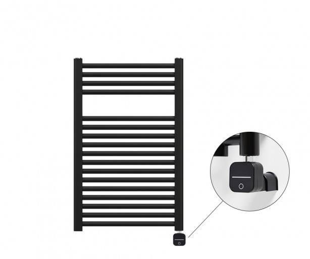 Полотенцесушитель электрический Zehnder Virando с тэном NEX скрытого монтажа черный матовый AB-080-050-9017-NEX-HID