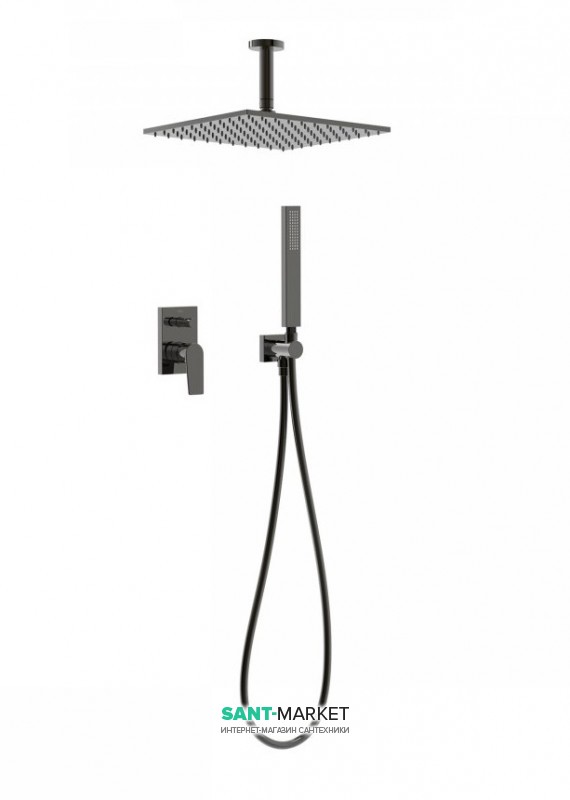 Душевая система Tres Project colors с однорычажным встроенным смесителем черный металл 21118080KM