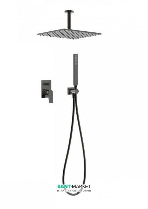 Душова система Tres Project colors з одноважільним вбудованим змішувачем чорний метал 21118080KM