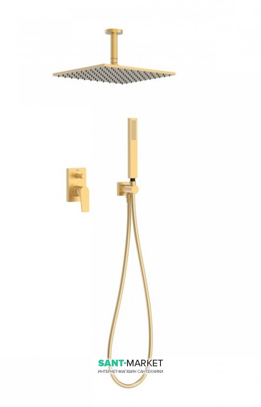 Душова система Tres Project colors з одноважільним вбудованим змішувачем золото матовий 21118080OM