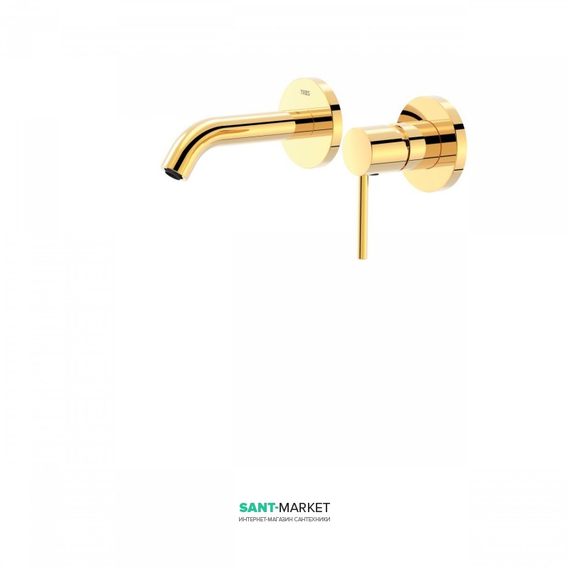 Смеситель для раковины Tres Study colors настенный золото 26220080OR